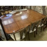 A Regency style mahogany two pillar extending dining table, length 240cm extended (two spare