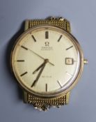 A gentleman's yellow metal Omega automatic wrist watch, now without bracelet and winding crown,