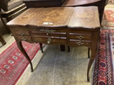 A Louis XV style marquetry inlaid kingwood poudreuse, width 80cm depth 46cm height 74cm