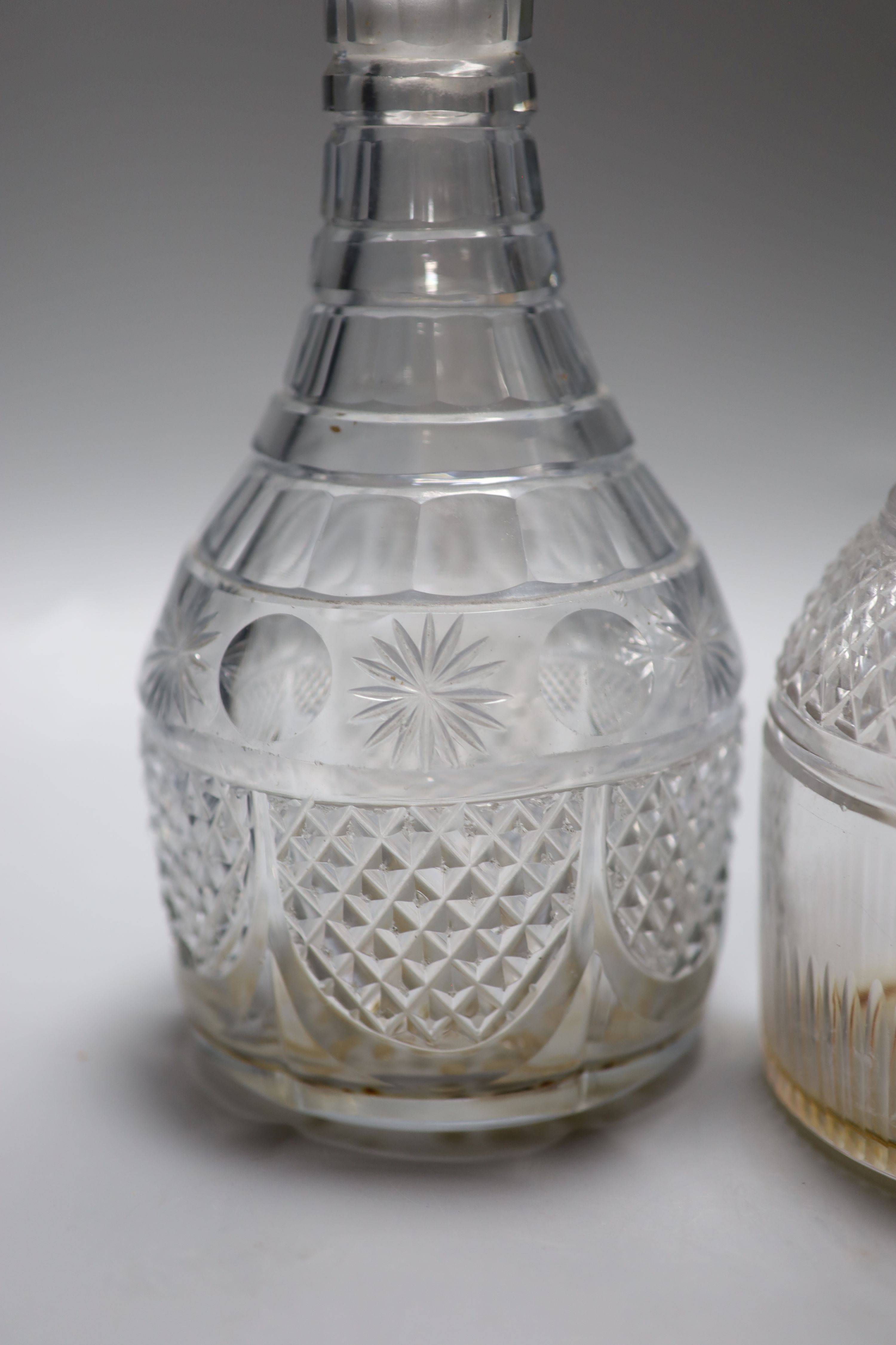 A pair of early 19th century cut glass decanters and one other - Image 4 of 5