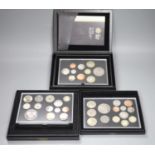 Three Royal Mint UK proof coin years sets; 2010, 2011 and 2012 together with other Royal Mint