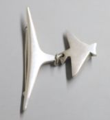 A Georg Jensen 925 bird drop pendant brooch, design no. 334, width 52mm, gross 14.8 grams.CONDITION: