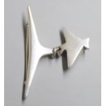 A Georg Jensen 925 bird drop pendant brooch, design no. 334, width 52mm, gross 14.8 grams.CONDITION: