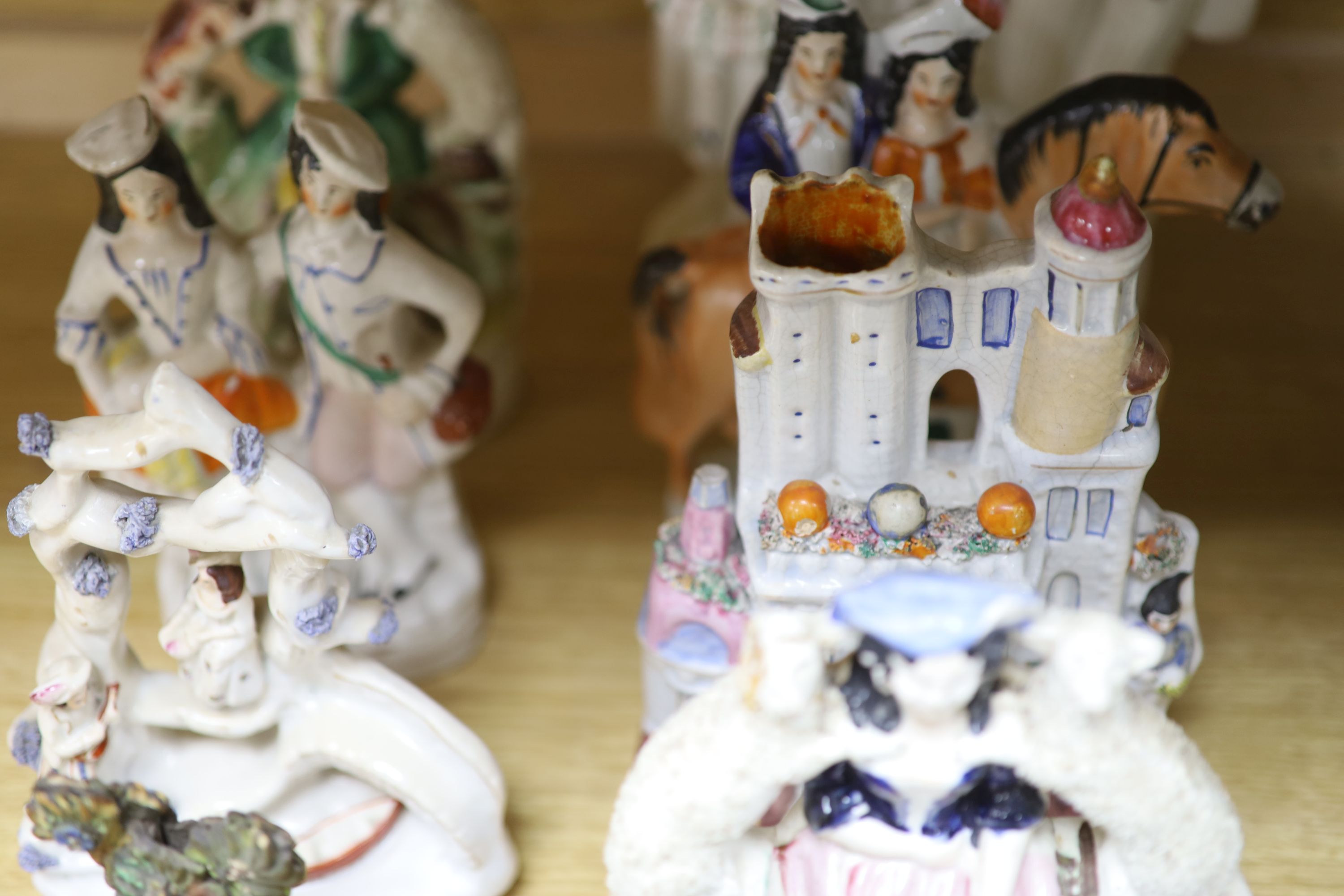 A collection of assorted Staffordshire figures and sundry ceramics including mid 18th century - Image 4 of 8