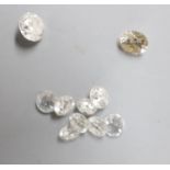 Two unmounted round cut diamonds, weighing 0.28ct and 0.35ct and eight other unmounted round cut