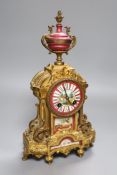 A Louis XVI style eight day mantel clock, height 36cm