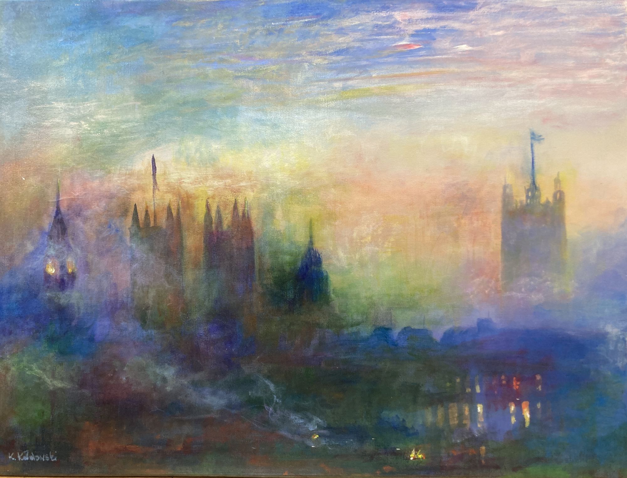 Koldowski, oil on canvas, View of the Houses of Parliament, signed and dated '05, 60 x 80cm,