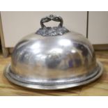 A silver plated meat dome, length 51cm