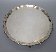 A Victorian engraved silver salver, Thomas Bradbury & Sons, London, 1865, 25.7cm, 16oz.CONDITION: