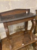 A Victorian painted, simulated grain and faux marble console table, width 92cm depth 36cm height