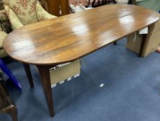 A 19th century fruitwood provincial dining table on square tapered legs, length 210cm, depth 90cm,