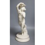 After C.A. Fraikin. A Victorian parian group, Diana and Cupid, height 46cm