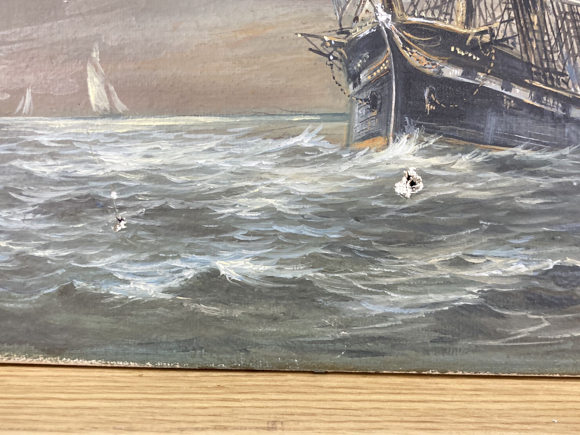 Max Parsons A.R.C.A. (1915-1998), Sailing clippers and other vessels off the coast, signed, oil on - Image 3 of 4