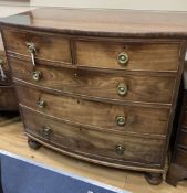 A 19th century mahogany bow-fronted chest of drawers, width 107cm, depth 55cm, height 104cm