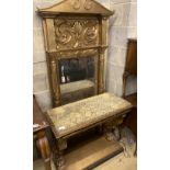 A Regency giltwood and gesso pier table and mirror, with painted faux marble top, width 95cm depth