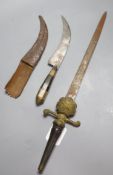 An 18th/19th century German hanger blade, overall length 45cm, and another dagger with horn