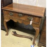 An early 18th century walnut lowboy, width 76cm depth 47cm height 70cm