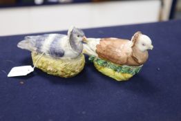 An early 19th century pearlware 'Jacobin pigeon' tureen and cover, 17.5cm and a similar