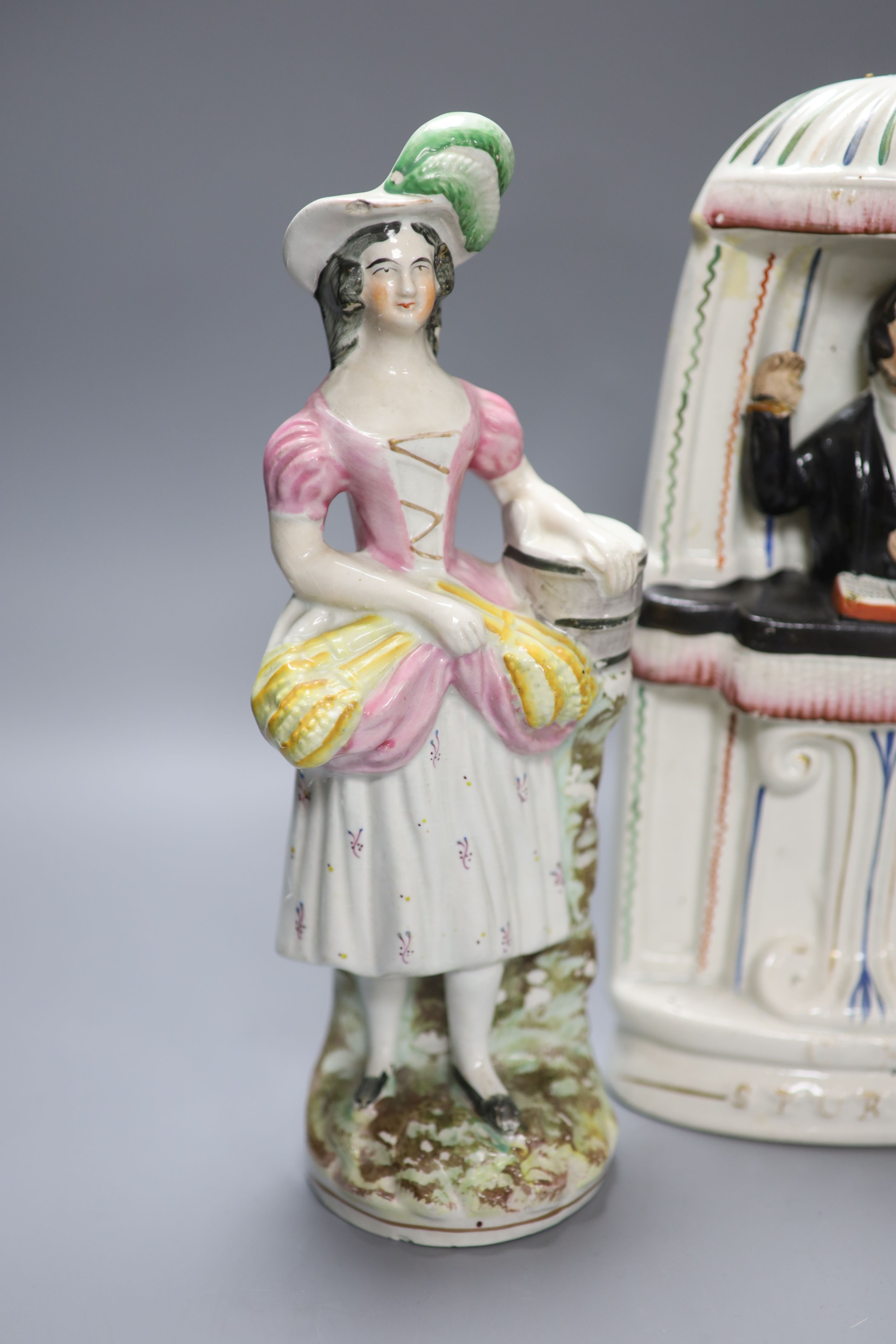 Three Staffordshire figures, one of Charles Spurgeon in the pulpit, height 31cm - Image 2 of 7