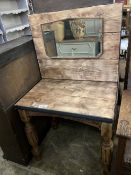 An industrial style iron mounted pine dressing table, width 80cm, depth 54cm, height 140cm