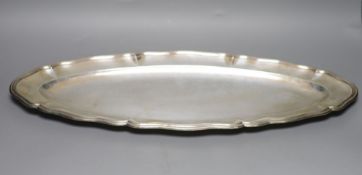 An Italian 800 standard white metal oval serving platter by Missiaglia, of shaped narrow form with