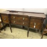 A George IV Scottish ebony strung mahogany sideboard, width 180cm depth 64cm height 96cm