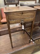 A George III mahogany work table, width 46cm, depth 39cm, height 74cm