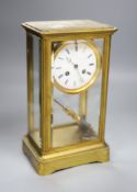 A 19th century French four-glass mantel clock, bell-striking movement with countwheel, mercury