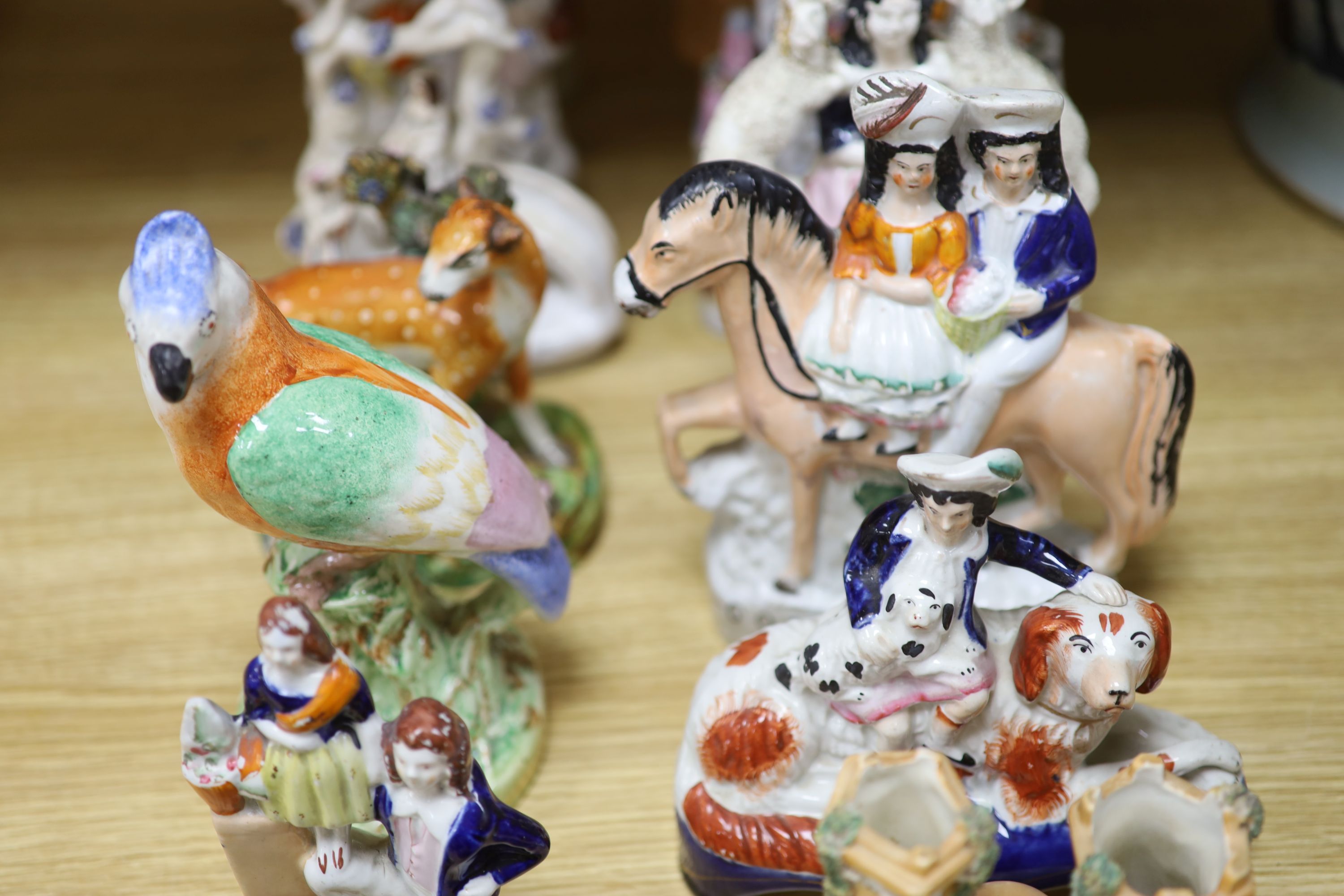 A collection of assorted Staffordshire figures and sundry ceramics including mid 18th century - Image 2 of 8