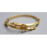 A late 19th century continental yellow metal and seed pearl set crescent moon and star crossover