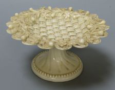 A rare Belleek miniature ring stand, circa 1891-1926, Second Period black mark, of circular basket-