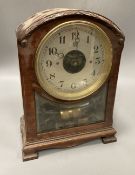 A Bulle mahogany electric mantel clock, height 32cm