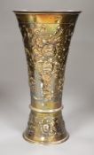 A late 19th century Hanau embossed white metal vase with, London 1897 import mark, decorated with