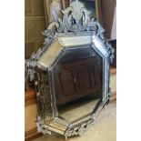 A 20th century Venetian octagonal etched and bevelled glass wall mirror, width 86cm, height 130cm