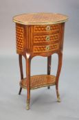 A late 19th century French Louis XV style kingwood, parquetry and ormolu mounted side table, width