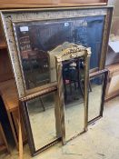 Three modern and reproduction rectangular wall mirrors, largest width 97cm, height 132cm