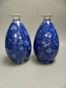 A pair of early 20th century Shelley blue printed pottery ovoid vases, height 23.5cm