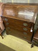 A George III mahogany bureau, width 91cm, depth 45cm, height 102cm