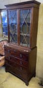 A George III Sheraton style mahogany secretaire bookcase, width 91cm, depth 46cm, height 208cm