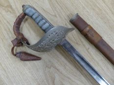 A George V officer's dress sword, with a leather scabbard