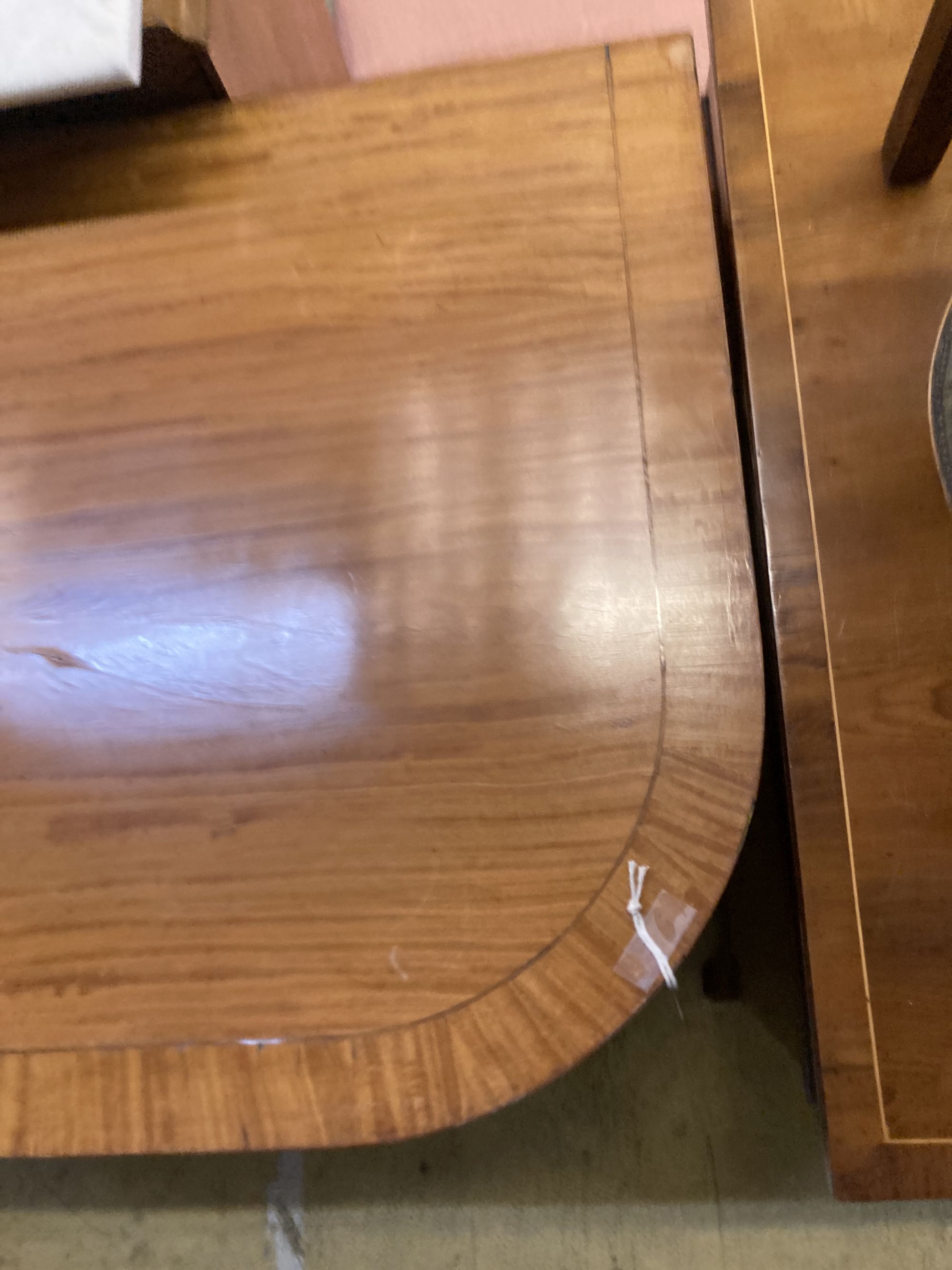 A Sheraton revival D end dining table, width 106cm, depth 60cm, height 75cm - Image 3 of 3
