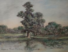 Adrian Hill (1895-1977), watercolour and charcoal, 'Bembo Pond, Cowdray Park', signed and dated '70,