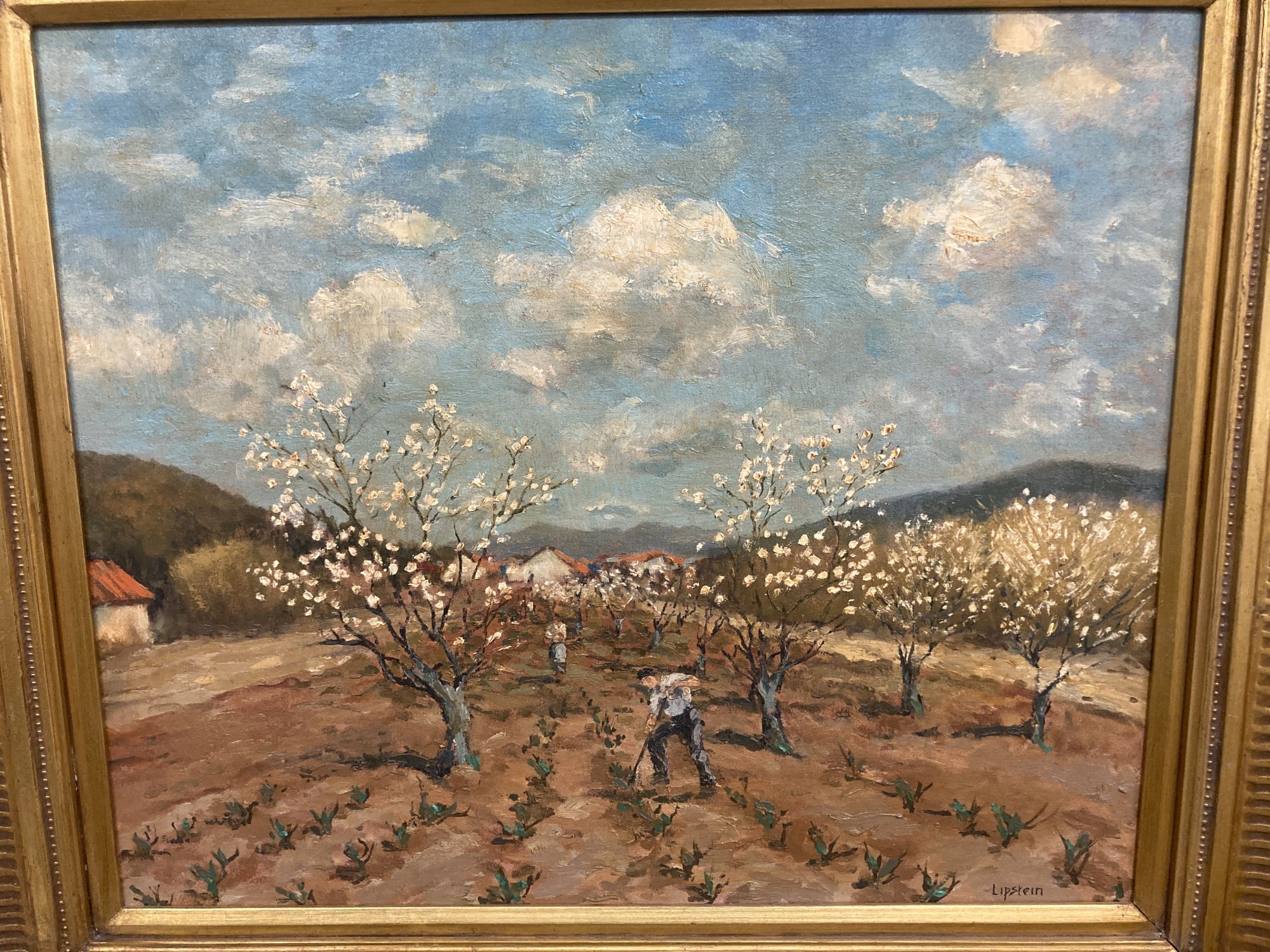 Lipstern, oil on canvas, Italian orchard in spring, signed, 50 x 60cm and an Indian study of - Image 2 of 6