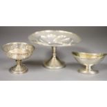A George III silver salt, London, 1796, a George V silver bon bon dish and a weighted silver