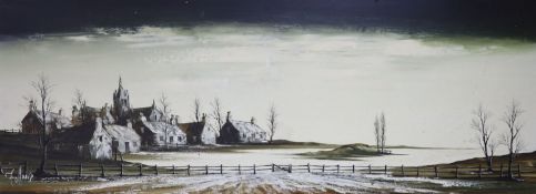 Ronald Norman Folland (1932-1999), oil on canvas, Winter landscape, signed, 44 x 120cm