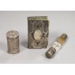 A late Victorian silver mounted double ended scent bottle, By Sampson Mordan & Co, London, 1880,