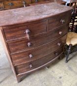 A Regency mahogany bow front chest of drawers, width 106cm, depth 55cm, height 104cm