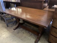 An 18th century style rectangular oak refectory dining table, width 152cm, depth 78cm, height 77cm