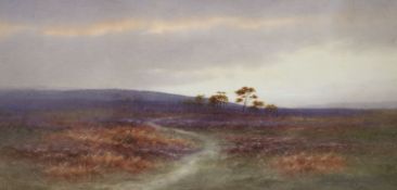 Charles Edward Brittan (1870-1949), watercolour, Moorland scene, 20 x 40cm signed, 7.75 x 15.75in.