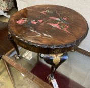A circular chinoiserie low occasional table, diameter 60cm, height 41cm